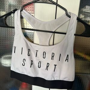 Victoria Sport White and Black Racerback Sports Bra